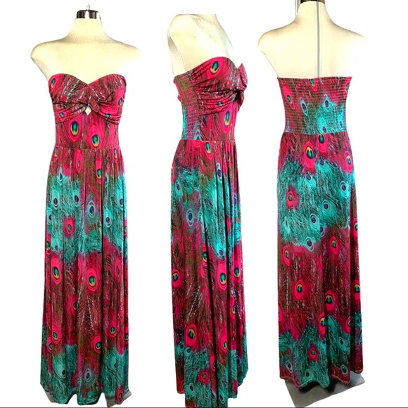Sophia Multicoloured Strapless Maxi Dress Size M - Picture 1 of 9